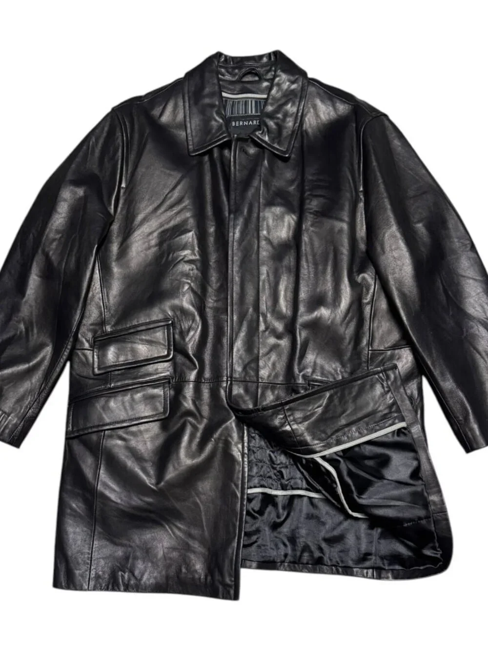 BERNARDO GENUINE LEATHER Designer Business Casual Winter Coat Jacket Mens Large